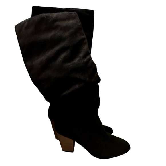 Merona By Target Women's Black Slouchy Block Heel Knee High Boots Size 9.5 - Picture 2 of 9